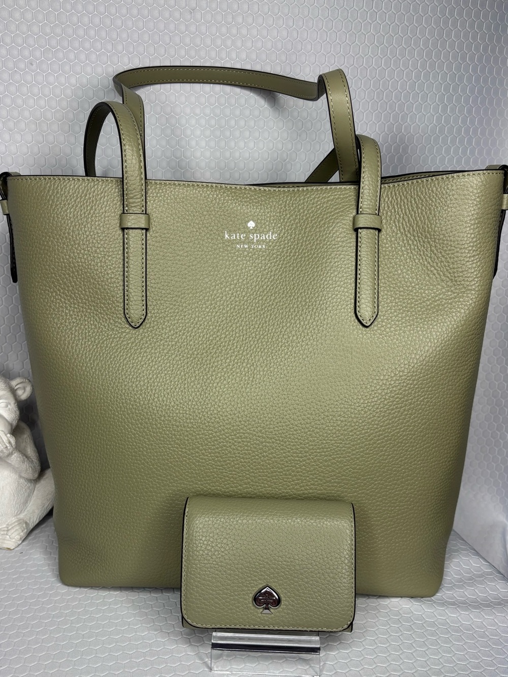 kate spade Elm Pebbled Leather Greta Tote with Matching Wallet Set NWT